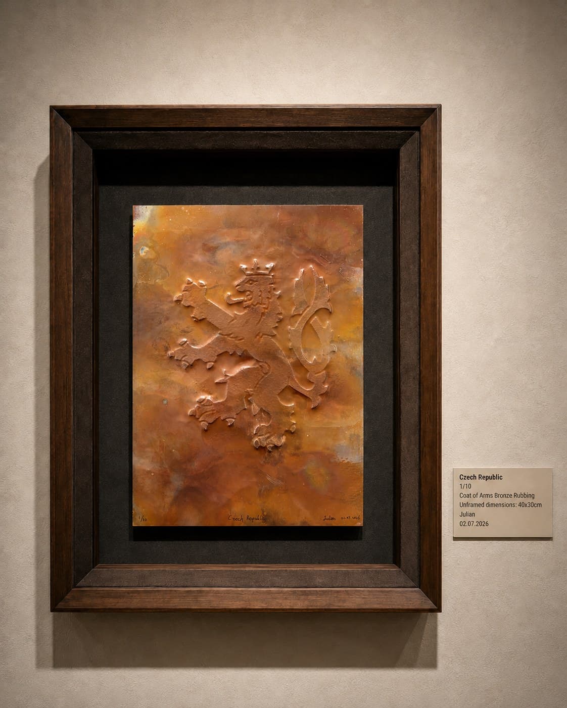 Exhibition view of the Czech Republic copper coat-of-arms work