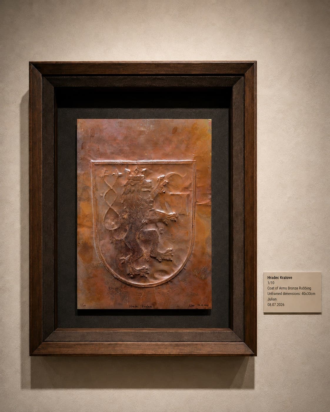 Exhibition view of the Hradec Králové copper coat-of-arms work
