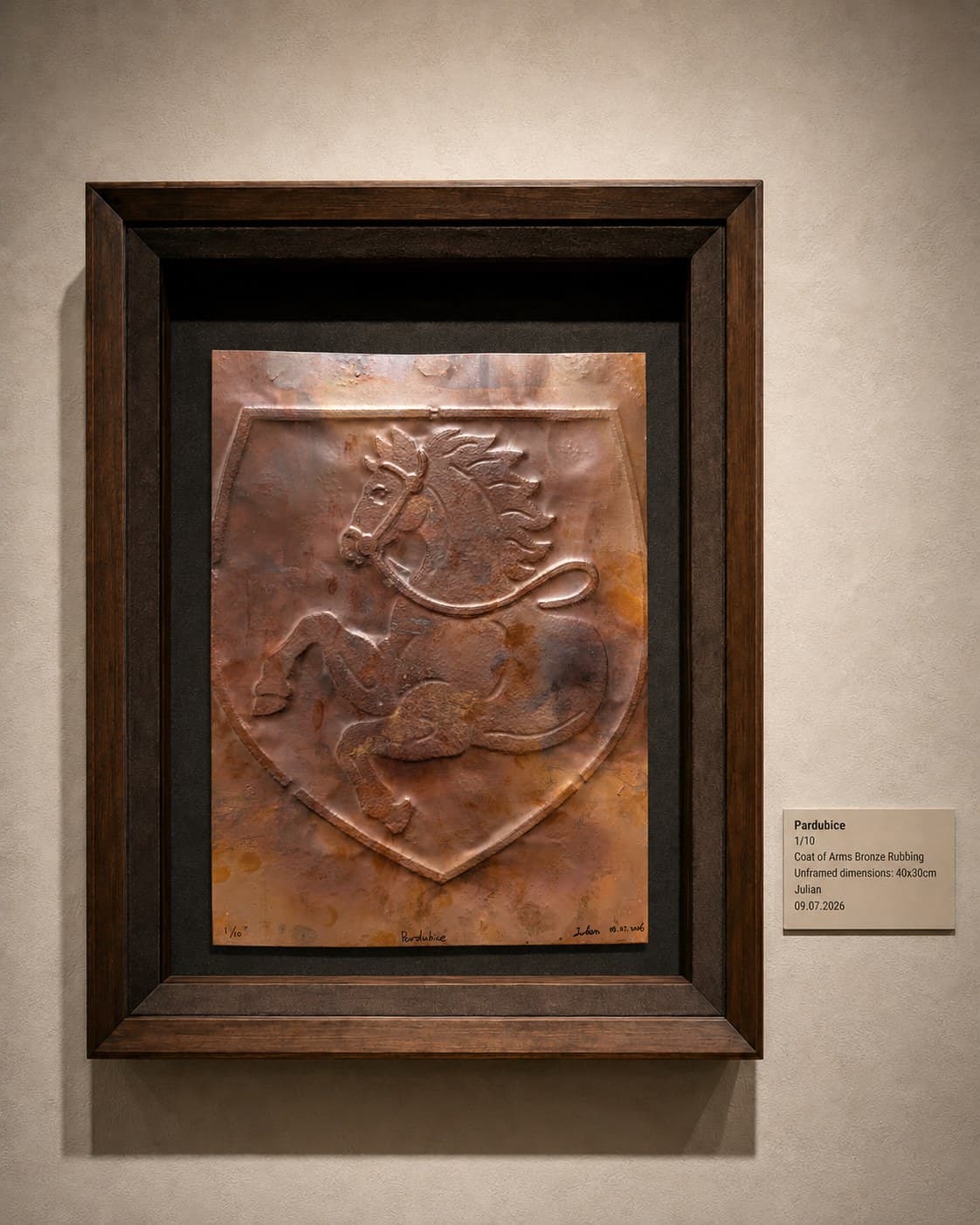 Exhibition view of the Pardubice copper coat-of-arms work