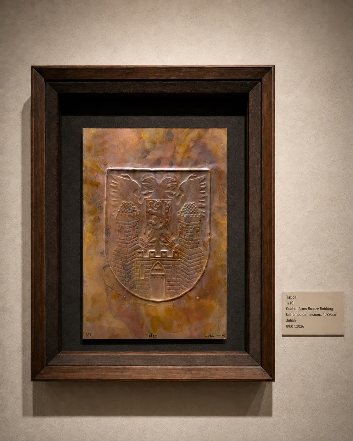 Exhibition view of the Tábor copper coat-of-arms work